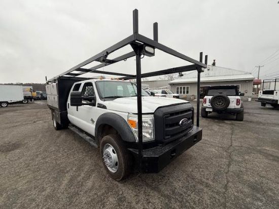 Picture of 2016 Ford F-450 Crew Cab Mechanic / Service Truck, Flatbed Handyman, Diesel, 4x4, Construction, Roofing, Roofer, Plumber, 9Ft Bed, 20FT Ladder Rack Ford V-Shaped