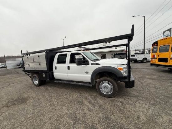 Picture of 2016 Ford F-450 Crew Cab Mechanic / Service Truck, Flatbed Handyman, Diesel, 4x4, Construction, Roofing, Roofer, Plumber, 9Ft Bed, 20FT Ladder Rack Ford V-Shaped