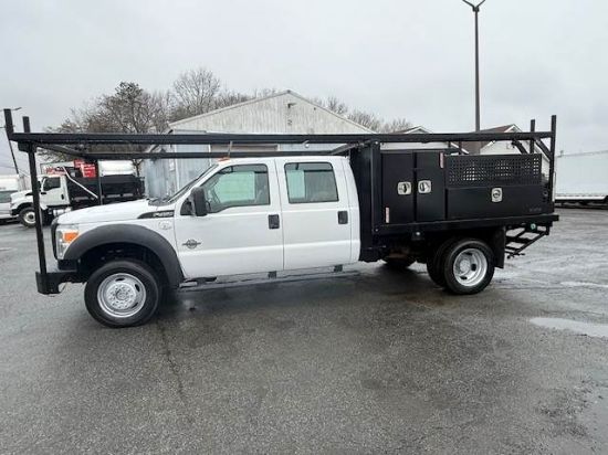 Picture of 2016 Ford F-450 Crew Cab Mechanic / Service Truck, Flatbed Handyman, Diesel, 4x4, Construction, Roofing, Roofer, Plumber, 9Ft Bed, 20FT Ladder Rack Ford V-Shaped