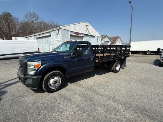 Picture of 2015 Ford F-350 Stake Bed Truck, Under CDL, Automatic, Delivery, Moving, 12FT Bed Gas, Hauler, Mulch, Landscape, Construction, Low Miles, Government Ford V-Shaped