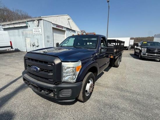 Picture of 2015 Ford F-350 Stake Bed Truck, Under CDL, Automatic, Delivery, Moving, 12FT Bed Gas, Hauler, Mulch, Landscape, Construction, Low Miles, Government Ford V-Shaped