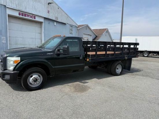 Picture of 2015 Ford F-350 Stake Bed Truck, Under CDL, Automatic, Delivery, Moving, 12FT Bed Gas, Hauler, Mulch, Landscape, Construction, Low Miles, Government Ford V-Shaped