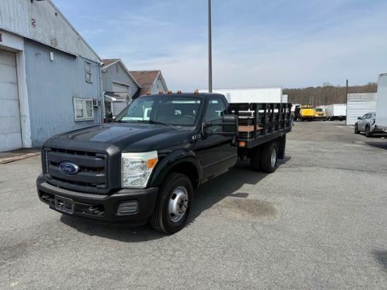 Picture of 2015 Ford F-350 Stake Bed Truck, Under CDL, Automatic, Delivery, Moving, 12FT Bed Gas, Hauler, Mulch, Landscape, Construction, Low Miles, Government Ford V-Shaped