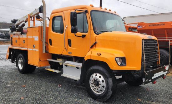 Picture of 2015 Freightliner 108SD Crew Cab, Utility Bed, Palfinger PSC 6025 Crane Truck, Service, Fire Truck, Outriggers, Work, Low Miles, 25FT Reach Cummins Cummins ISL