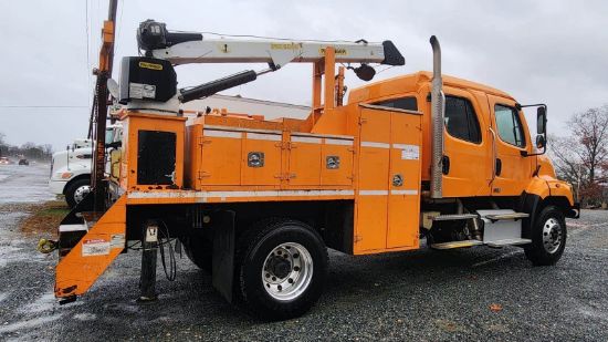 Picture of 2015 Freightliner 108SD Crew Cab, Utility Bed, Palfinger PSC 6025 Crane Truck, Service, Fire Truck, Outriggers, Work, Low Miles, 25FT Reach Cummins Cummins ISL
