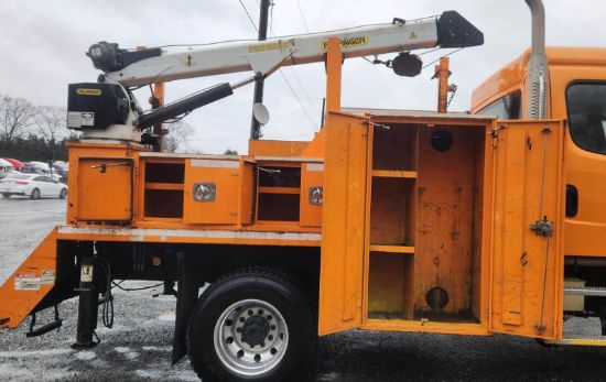Picture of 2015 Freightliner 108SD Crew Cab, Utility Bed, Palfinger PSC 6025 Crane Truck, Service, Fire Truck, Outriggers, Work, Low Miles, 25FT Reach Cummins Cummins ISL
