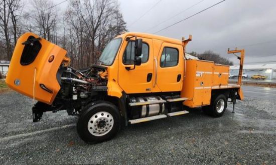 Picture of 2015 Freightliner 108SD Crew Cab, Utility Bed, Palfinger PSC 6025 Crane Truck, Service, Fire Truck, Outriggers, Work, Low Miles, 25FT Reach Cummins Cummins ISL