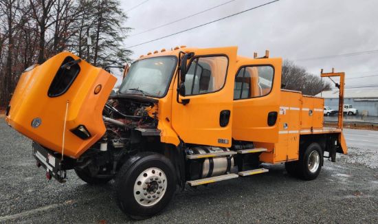 Picture of 2015 Freightliner 108SD Crew Cab, Utility Bed, Palfinger PSC 6025 Crane Truck, Service, Fire Truck, Outriggers, Work, Low Miles, 25FT Reach Cummins Cummins ISL