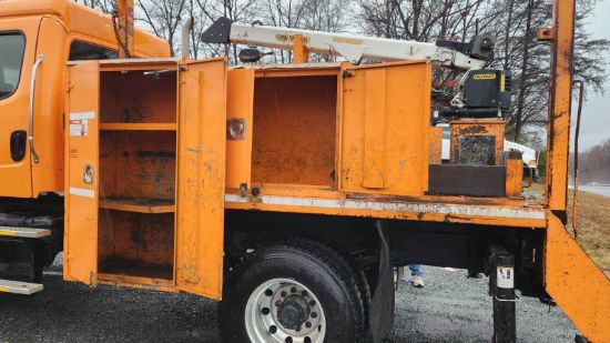 Picture of 2015 Freightliner 108SD Crew Cab, Utility Bed, Palfinger PSC 6025 Crane Truck, Service, Fire Truck, Outriggers, Work, Low Miles, 25FT Reach Cummins Cummins ISL