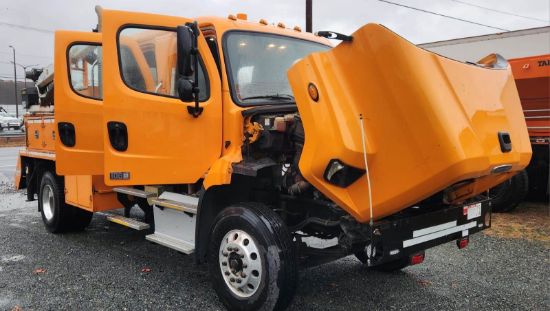 Picture of 2015 Freightliner 108SD Crew Cab, Utility Bed, Palfinger PSC 6025 Crane Truck, Service, Fire Truck, Outriggers, Work, Low Miles, 25FT Reach Cummins Cummins ISL