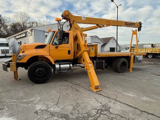Picture of 2011 International 7400 Crane Truck, 56FT Boom, Elliott Crane, Flatbed, Service, Utility, Construction, Outriggers, Crane Service International 570 / Maxxforce 9 &10
