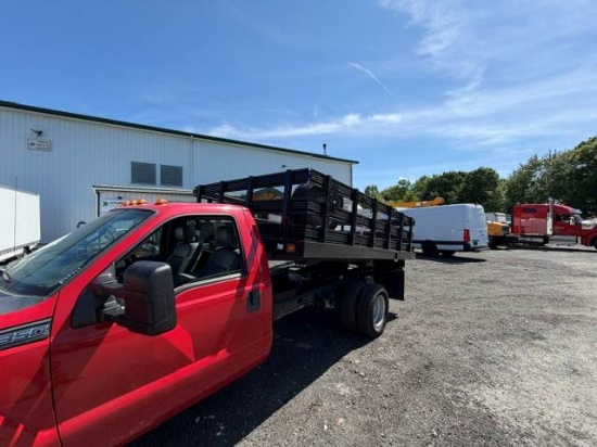 Picture of 2015 Ford F-350 Flatbed Dump Truck, Stake Bed Truck, Delivery, Landscape, Concrete, Construction, Mulch, Low Miles, Dump, Under CDL, Gas Government