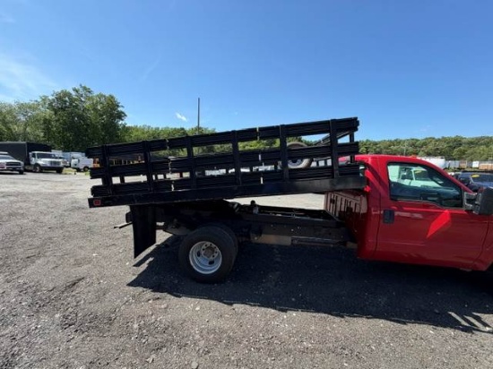 Picture of 2015 Ford F-350 Flatbed Dump Truck, Stake Bed Truck, Delivery, Landscape, Concrete, Construction, Mulch, Low Miles, Dump, Under CDL, Gas Government