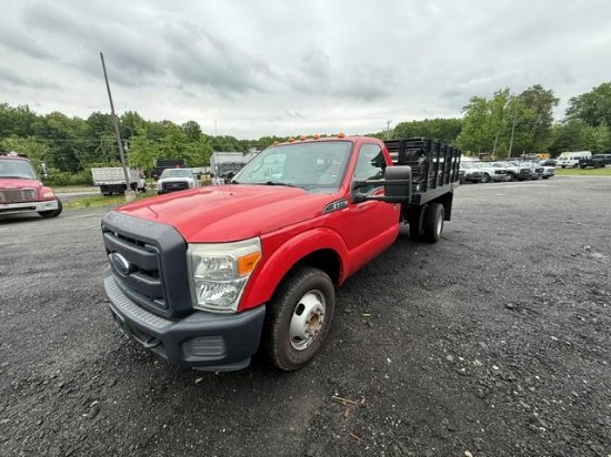 Picture of 2015 Ford F-350 Flatbed Dump Truck, Stake Bed Truck, Delivery, Landscape, Concrete, Construction, Mulch, Low Miles, Dump, Under CDL, Gas Government