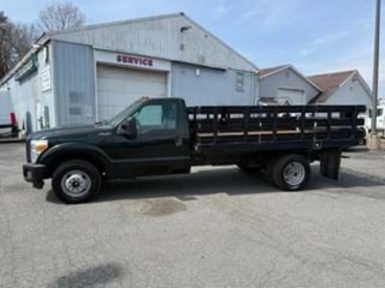 Picture of 2022 International CV515 Crew Cab Stake Bed Truck, 4x4, Maxon Liftgate, 14FT Bed, Low Miles, Delivery, Hauler, Landscape, Flatbed, Diesel