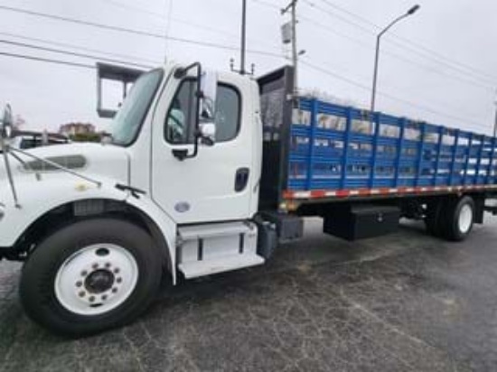 Picture of 2022 International CV515 Crew Cab Stake Bed Truck, 4x4, Maxon Liftgate, 14FT Bed, Low Miles, Delivery, Hauler, Landscape, Flatbed, Diesel